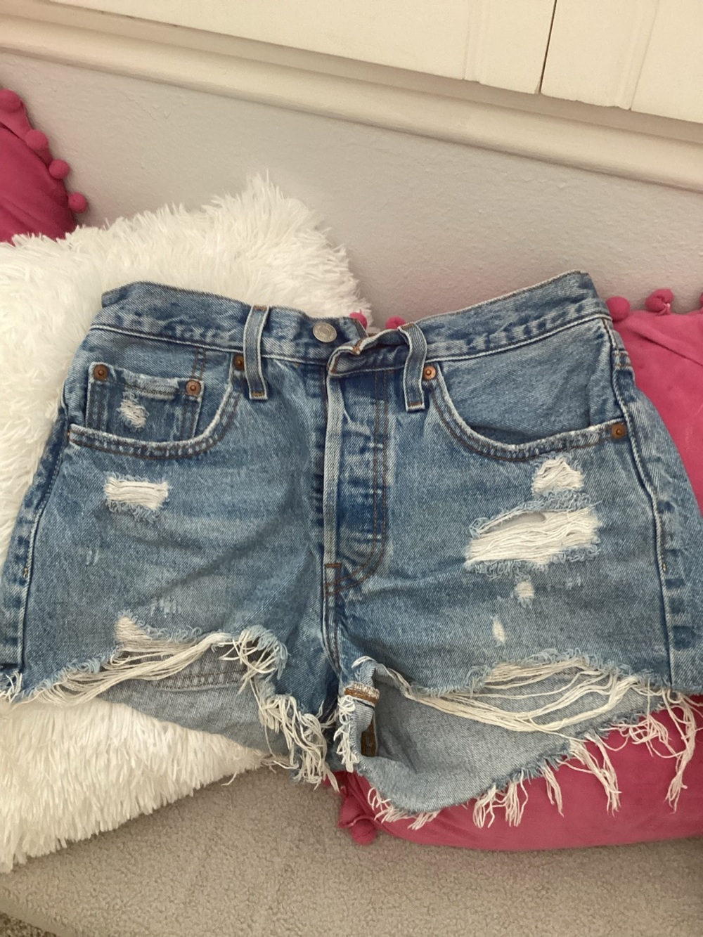 Levi's‎ Light Blue Ripped Denim Cutoff Shorts